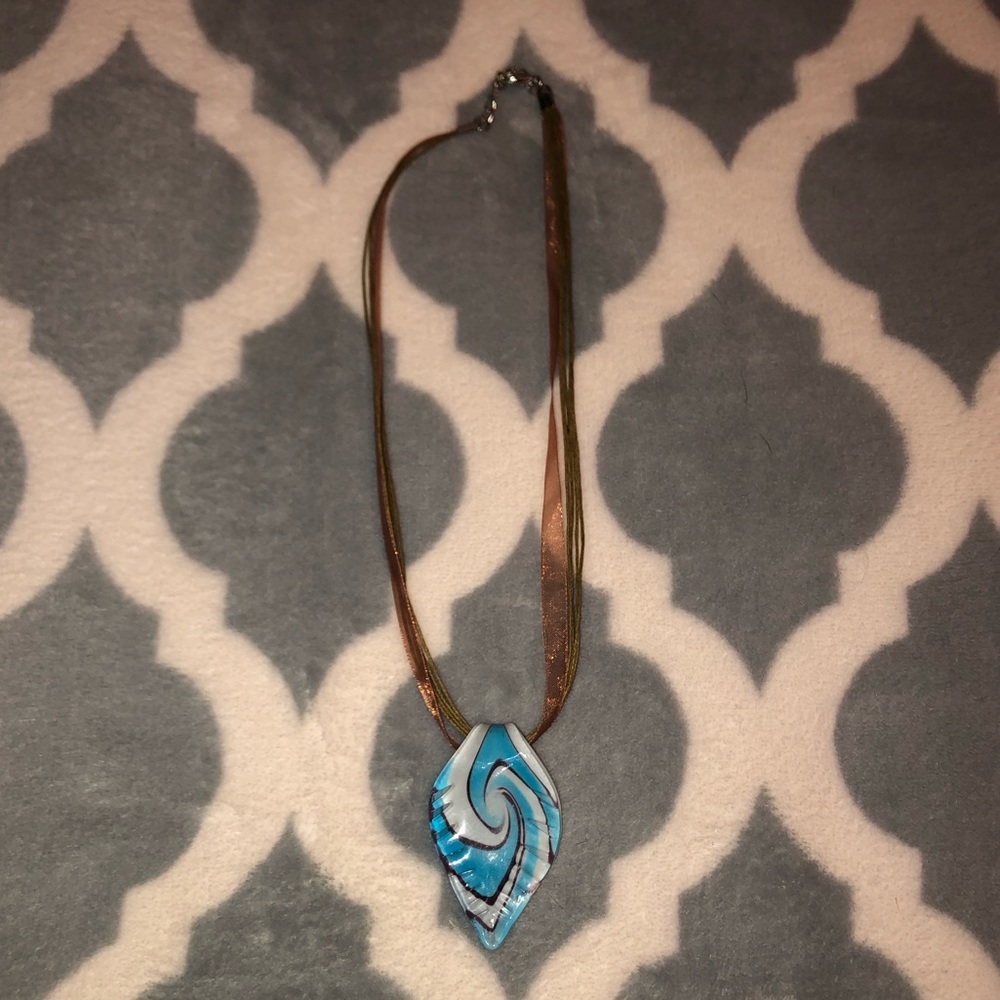 Glass Brown and Blue Neckalce